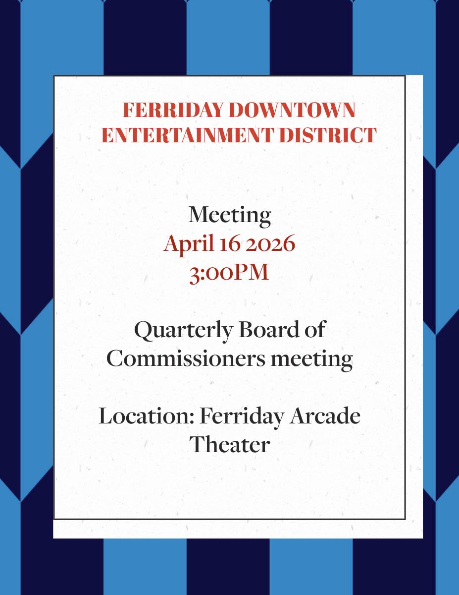 Public notice — Quarterly Board of Commissioners meeting, April 16, 2026 at 3:00 PM, Ferriday Arcade Theater
